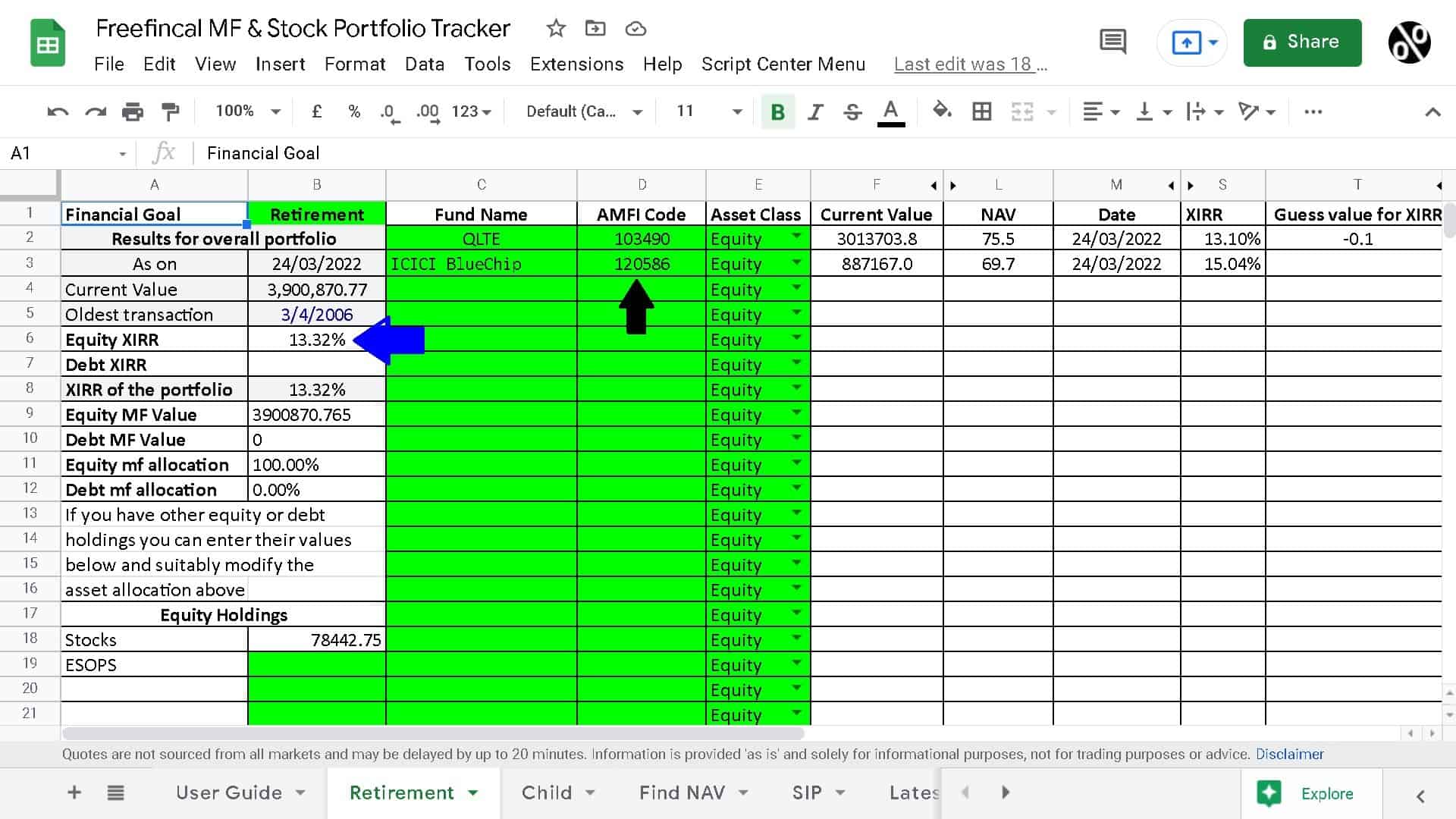 Freefincal Mutual Fund Portfolio Tracker